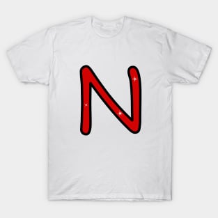 Letter N. Name with letter N. Personalized gift. Abbreviation. Abbreviation. Lettering T-Shirt